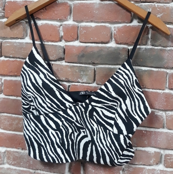 Zara | Tops | Zara Zebra Print Bustier Crop Tank | Poshmark